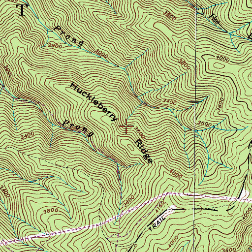 Topographic Map of Huckleberry Ridge, TN