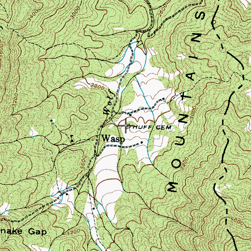 Topographic Map of Huff Cemetery, TN