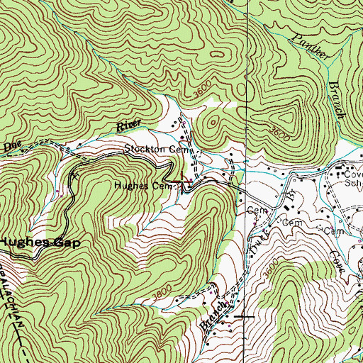 Topographic Map of Hughes Cemetery, TN