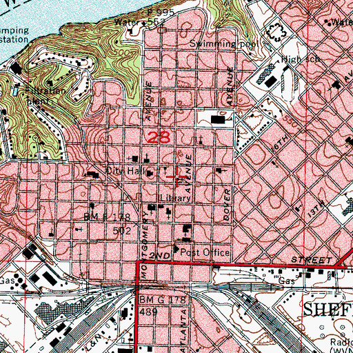 Topographic Map of Columbia Avenue Presbyterian Church, AL