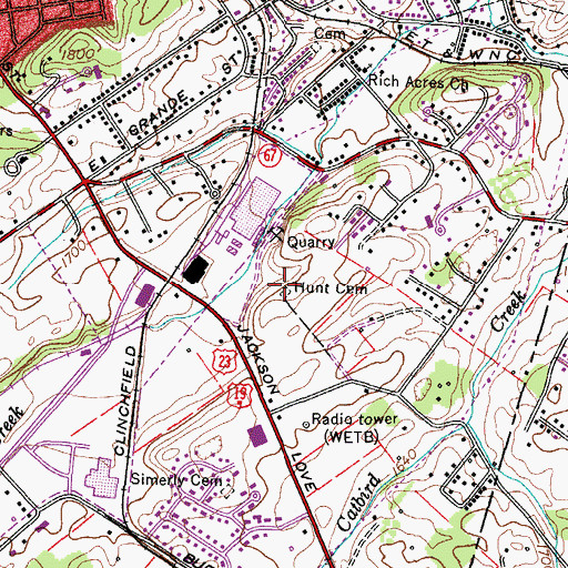 Topographic Map of Hunt Cemetery, TN