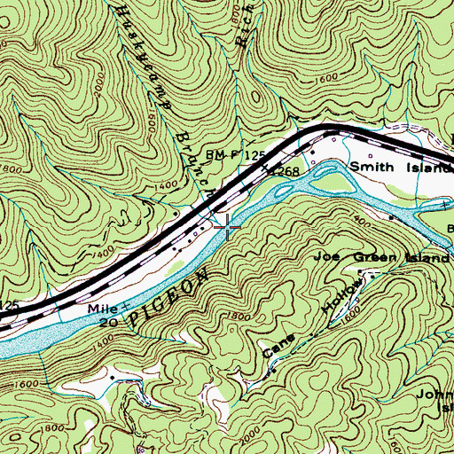 Topographic Map of Huskycamp Branch, TN
