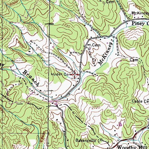 Topographic Map of Hyder Cemetery, TN