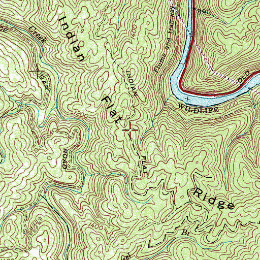 Topographic Map of Indian Flat Ridge, TN