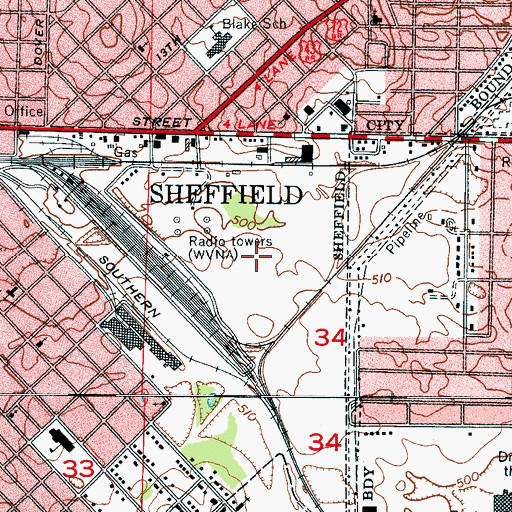 Topographic Map of Cox Avenue Church of Christ, AL