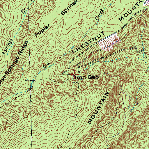 Topographic Map of Iron Gap, TN