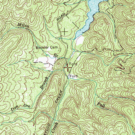 Topographic Map of Iron Ore Branch, TN