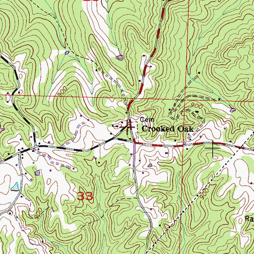Topographic Map of Crooked Oak Missionary Baptist Church, AL