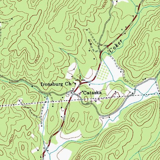 Topographic Map of Ironsburg United Methodist Church, TN