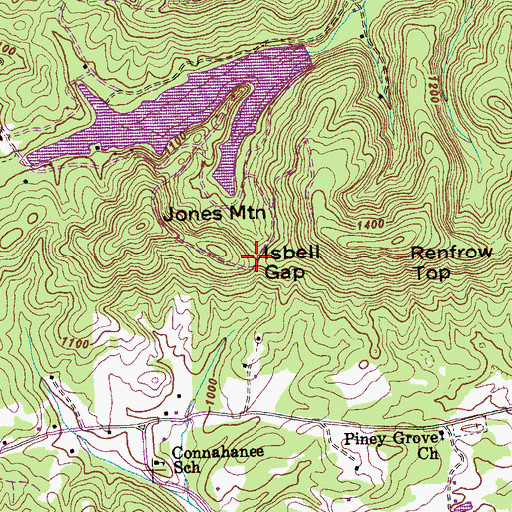 Topographic Map of Isbell Gap, TN