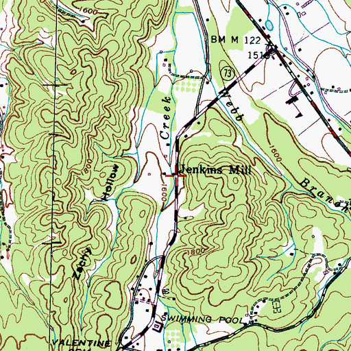 Topographic Map of Jenkins Mill, TN