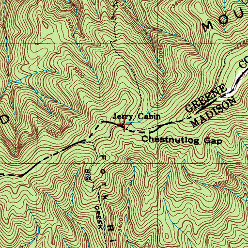 Topographic Map of Jerry Cabin, TN
