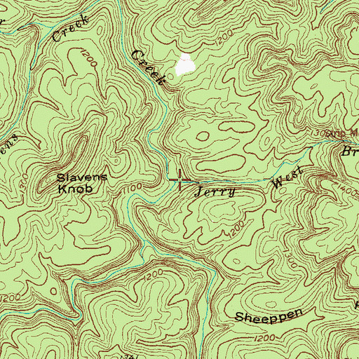 Topographic Map of Jerry West Branch, TN