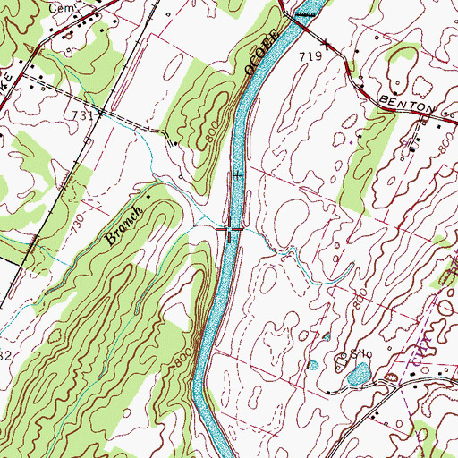 Topographic Map of John Hale Branch, TN