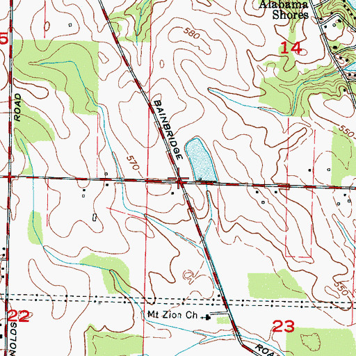 Topographic Map of Davidsons Cross Roads (historical), AL