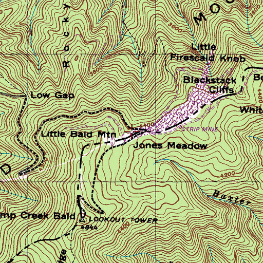 Topographic Map of Jones Meadow, TN