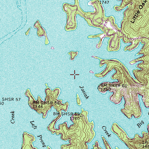 Topographic Map of Josiah Creek, TN
