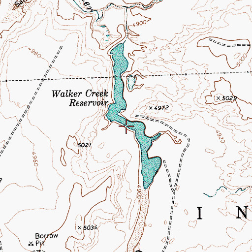 Topographic Map of Walker Creek Reservoir, AZ