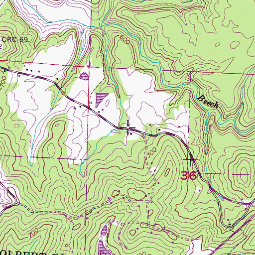 Topographic Map of Denton (historical), AL