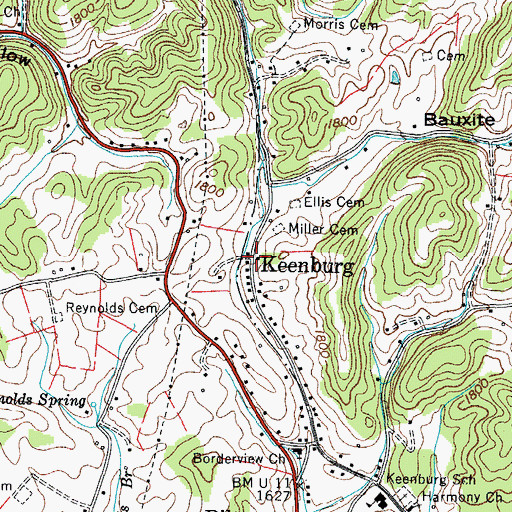 Topographic Map of Keenburg, TN