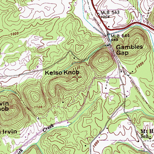 Topographic Map of Kelso Knob, TN