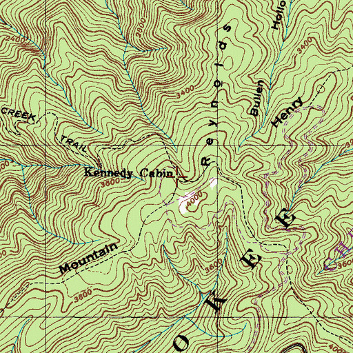 Topographic Map of Kennedy Cabin, TN