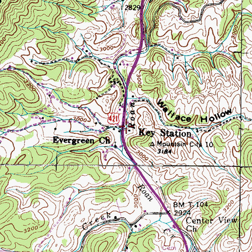 Topographic Map of Key Station, TN