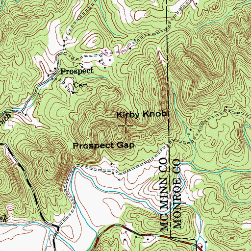 Topographic Map of Kirby Knob, TN