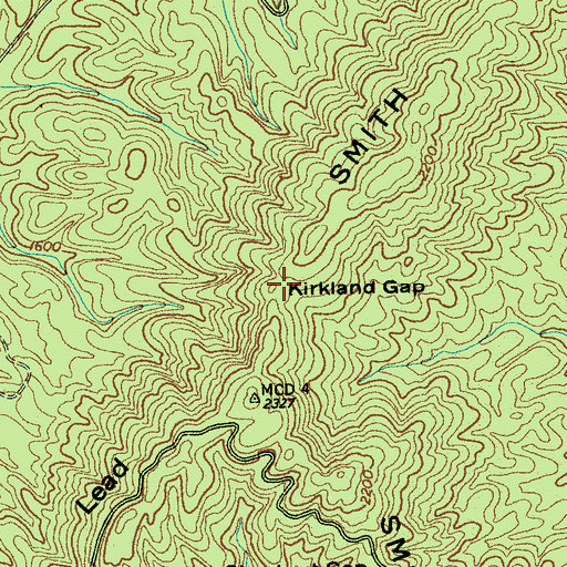 Topographic Map of Kirkland Gap, TN
