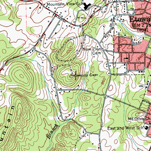 Topographic Map of Kirksey Cemetery, TN