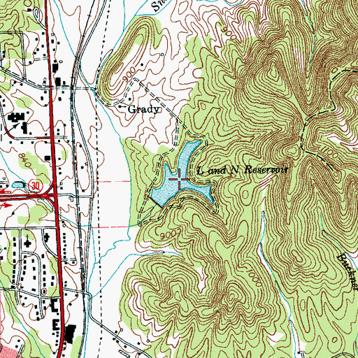 Topographic Map of L and N Reservoir, TN