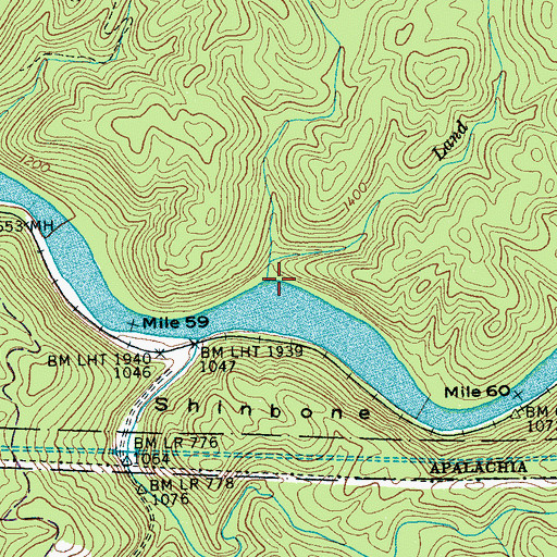 Topographic Map of Land Branch, TN