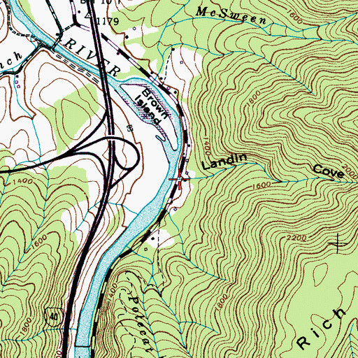 Topographic Map of Landin Cove, TN