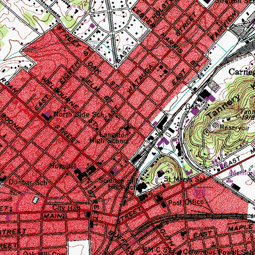 Topographic Map of Langston High School, TN