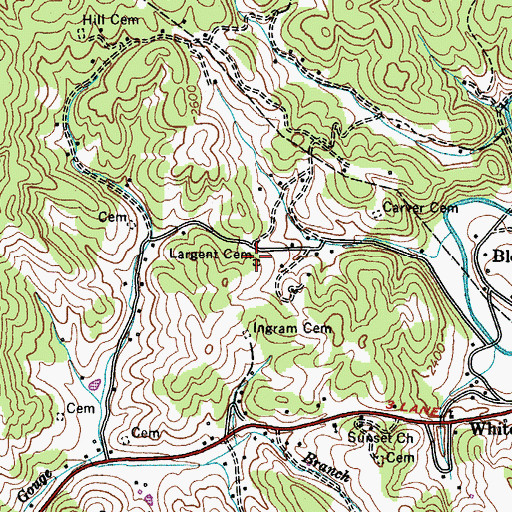 Topographic Map of Largent Cemetery, TN