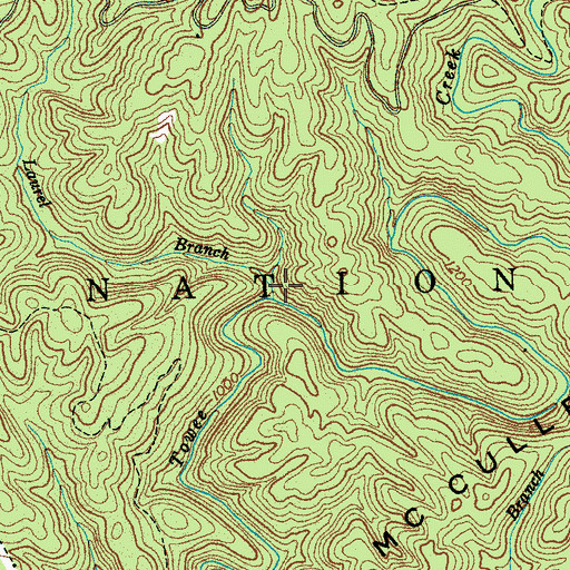 Topographic Map of Laurel Branch, TN