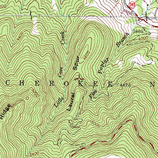 Topographic Map of Laurel Spur, TN