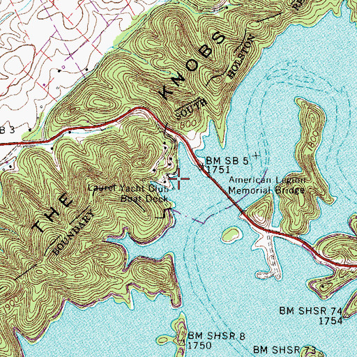 Topographic Map of Laurel Yacht Club Boat Dock, TN
