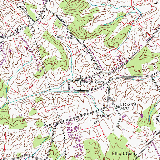 Topographic Map of Leach Cemetery, TN