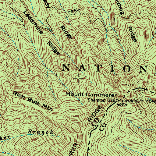 Topographic Map of Leadmine Ridge, TN
