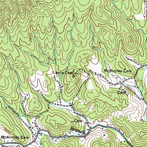 Topographic Map of Lewis Cemetery, TN