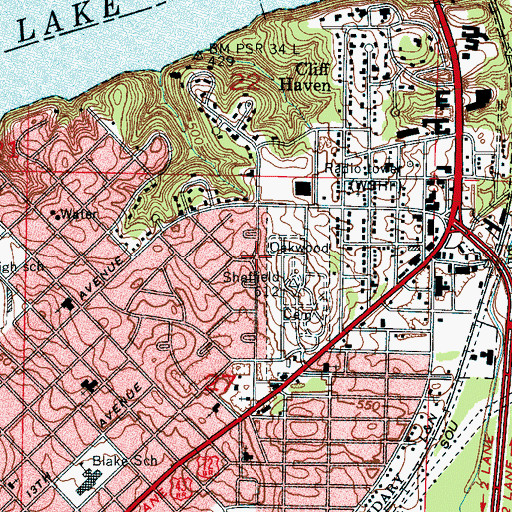 Topographic Map of East Sheffield, AL