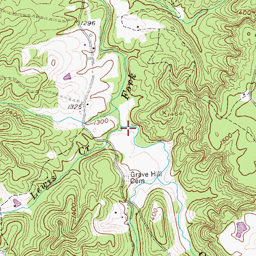 Topographic Map of Lewis Creek, TN