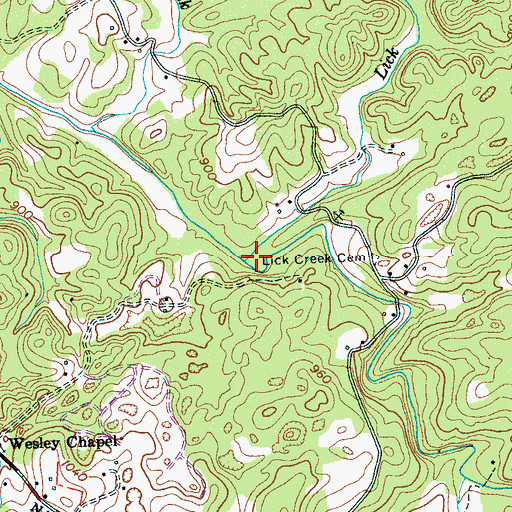 Topographic Map of Lick Creek, TN