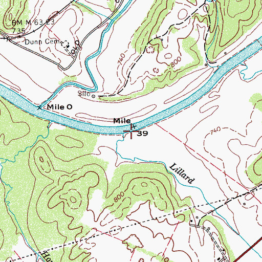 Topographic Map of Lillard Branch, TN