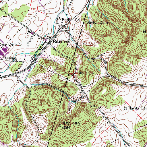 Topographic Map of Lilly Cemetery, TN
