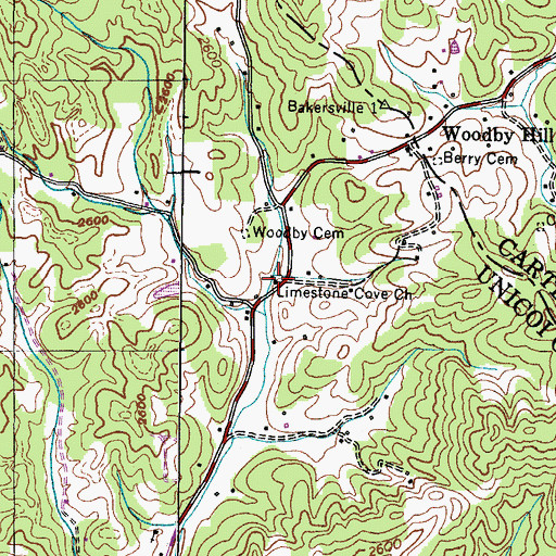 Topographic Map of Limestone Cove Church, TN