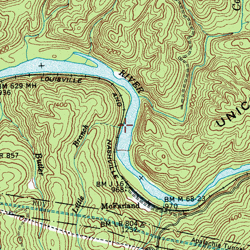 Topographic Map of Little Branch, TN