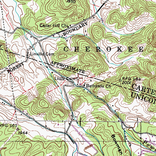 Topographic Map of Little Cemetery, TN