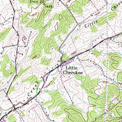 Topographic Map of Little Cherokee, TN